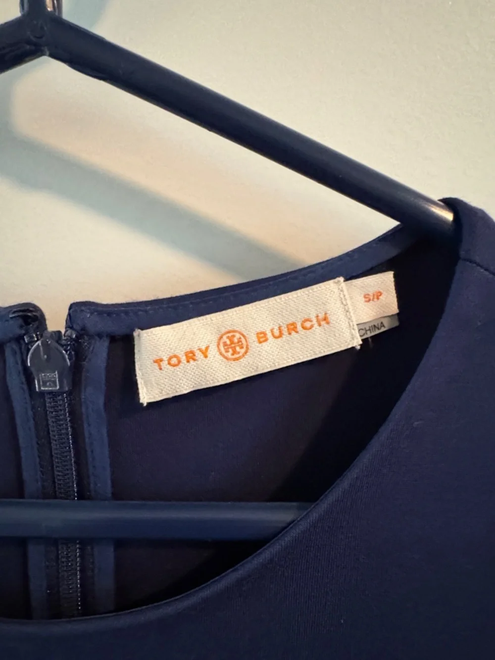 Tory Burch Sleeveless Navy Sheath Dress with Button Detail - Picture 2 of 8